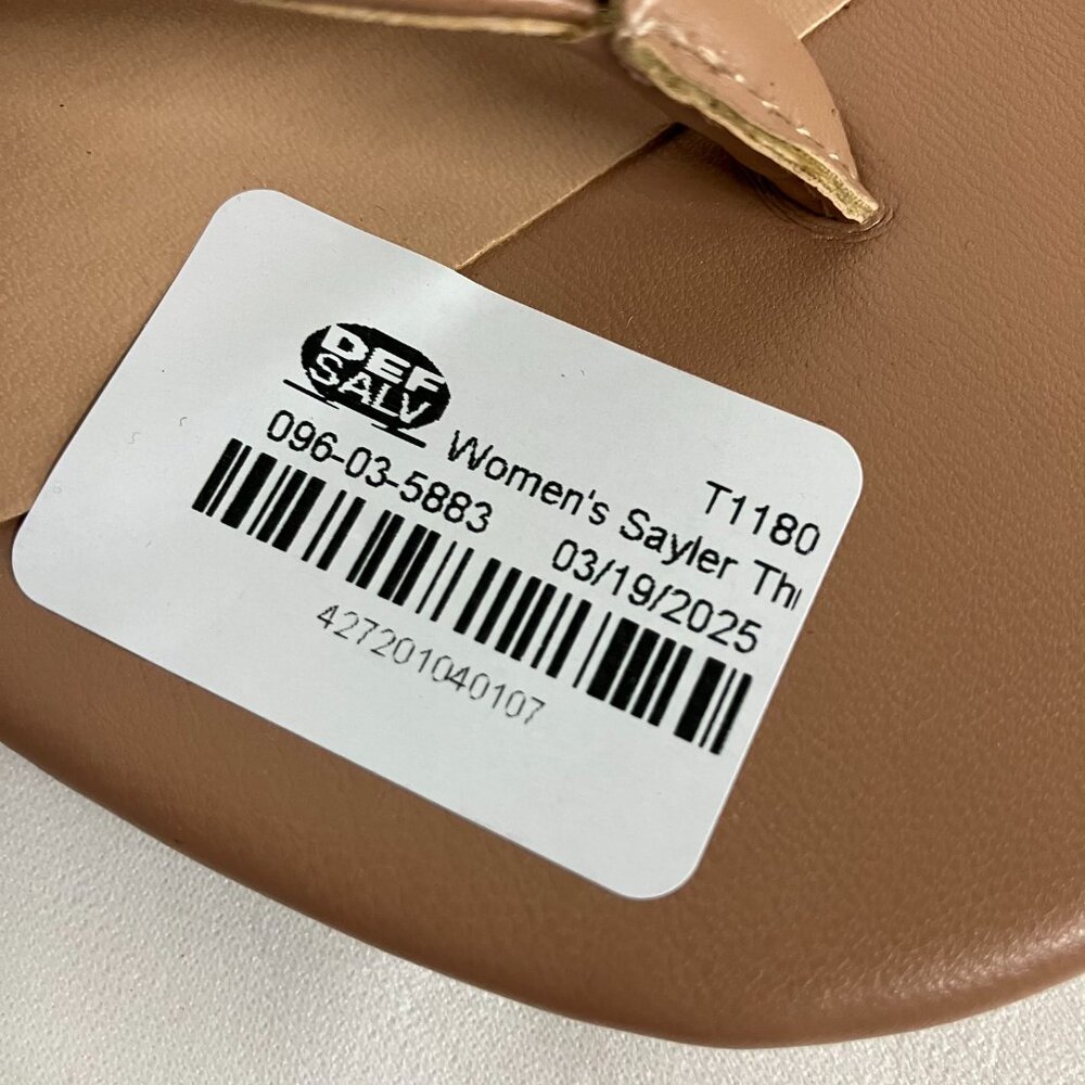 NWT A New Day Women's 7 Tan Sayler Thong Heels Faux Leather Open Round Toe - Picture 5 of 6